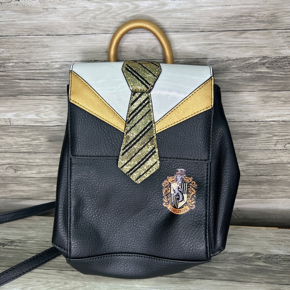 Danielle Nicole Harry Potter Hufflepuff Uniform Mini Backpack Purse Black Gold